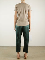Erika Drop Pant in Vintage Satin - Emerald
