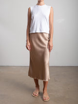 Riley Skirt in Vintage Satin - Buff
