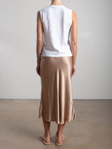 Riley Skirt in Vintage Satin - Buff
