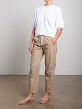 Claire Pant in Faux Leather - Biscotti