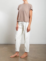 Claire Pant in Faux Leather - Ivory