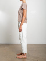 Claire Pant in Faux Leather - Ivory
