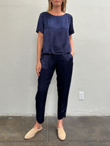 Harlyn Slim Crop Pant in Vintage Satin - Night *Final Sale*