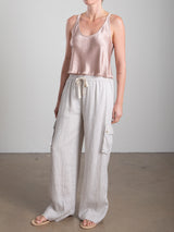 Mason Cargo Pant in French Linen - Cement