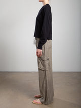 Mason Cargo Pant in French Linen - Olive