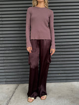 Mason Cargo Pant in Vintage Satin - Raisin