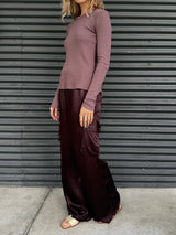 Mason Cargo Pant in Vintage Satin - Raisin