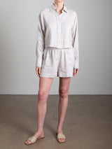 Esme Crop Shirt in French Linen - Cement