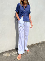 Sloane Mid-Rise Pant in Paperweight Cotton - White