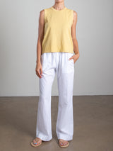Sloane Mid-Rise Pant in Paperweight Cotton - White