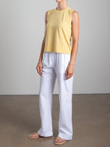 Sloane Mid-Rise Pant in Paperweight Cotton - White