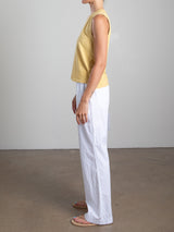 Sloane Mid-Rise Pant in Paperweight Cotton - White
