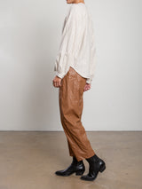 Torrance Pant in Faux Leather - Chestnut