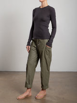 Torrance Pant in Faux Leather - Army