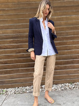 Torrance Pant in Faux Leather - Biscotti