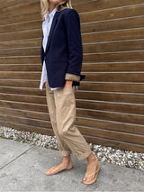 Torrance Pant in Faux Leather - Biscotti