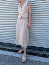 Marysia Skirt in French Linen - Nude