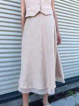 Marysia Skirt in French Linen - Nude