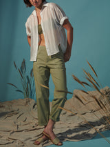 Ellis Pant in Paperweight Cotton - Willow