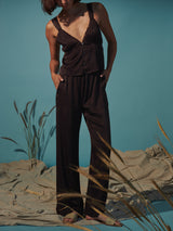 Taryn Pant in Vintage Satin - Raisin