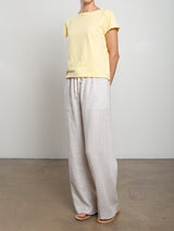 Casey Pant in French Linen - Cement