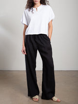 Casey Pant in French Linen - Black