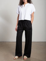 Casey Pant in French Linen - Black