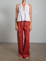 Casey Pant in French Linen - Persimmon