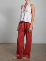 Casey Pant in French Linen - Persimmon