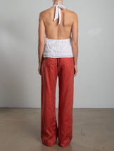 Casey Pant in French Linen - Persimmon