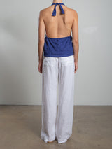 Casey Pant in French Linen - White