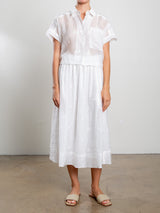Claudia Skirt in Floral Embroidery - White