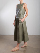 Claudia Skirt in Faux Leather - Army