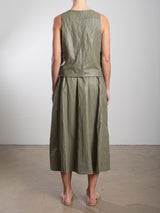 Claudia Skirt in Faux Leather - Army