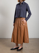 Claudia Skirt in Faux Leather - Chestnut