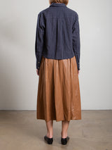 Claudia Skirt in Faux Leather - Chestnut