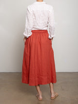 Carolina Skirt in French Linen - Persimmon