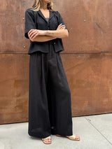 Leona Pant in French Linen - Black