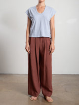 Leona Pant in French Linen - Brown