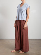 Leona Pant in French Linen - Brown