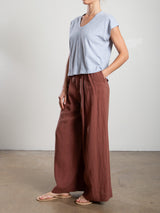 Leona Pant in French Linen - Brown