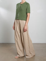 Leona Pant in Faux Leather - Biscotti