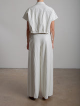 Leona Pant in Faux Leather - Ivory