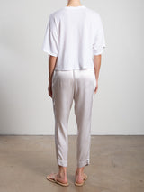 Pia Pant in Vintage Satin - Parchment