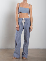 Casey Pant in Organic Cotton Stripe - Blue