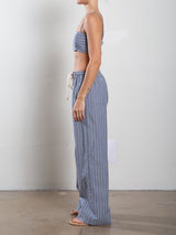 Casey Pant in Organic Cotton Stripe - Blue
