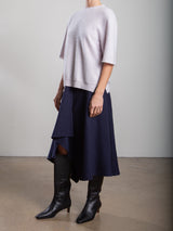 Selena Skirt in Brushed Pinstripe - Navy