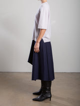 Selena Skirt in Brushed Pinstripe - Navy