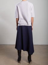 Selena Skirt in Brushed Pinstripe - Navy