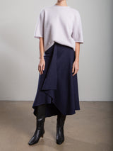 Selena Skirt in Brushed Pinstripe - Navy